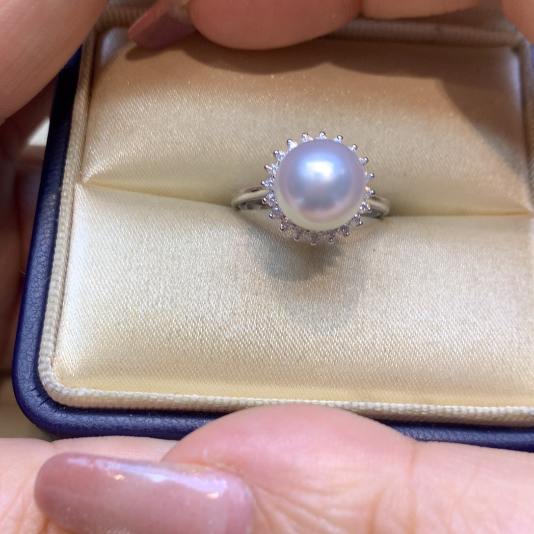 银S925镶嵌戒指海水珍珠