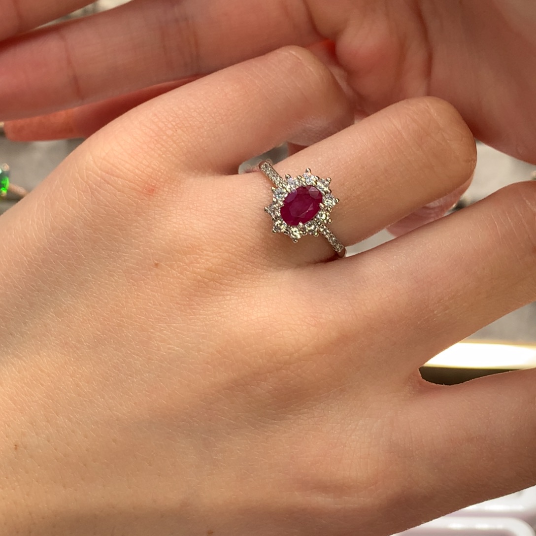 戒指红宝石银S925镶嵌