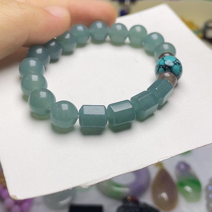 翡翠未镶嵌颈饰翡翠蓝水手串