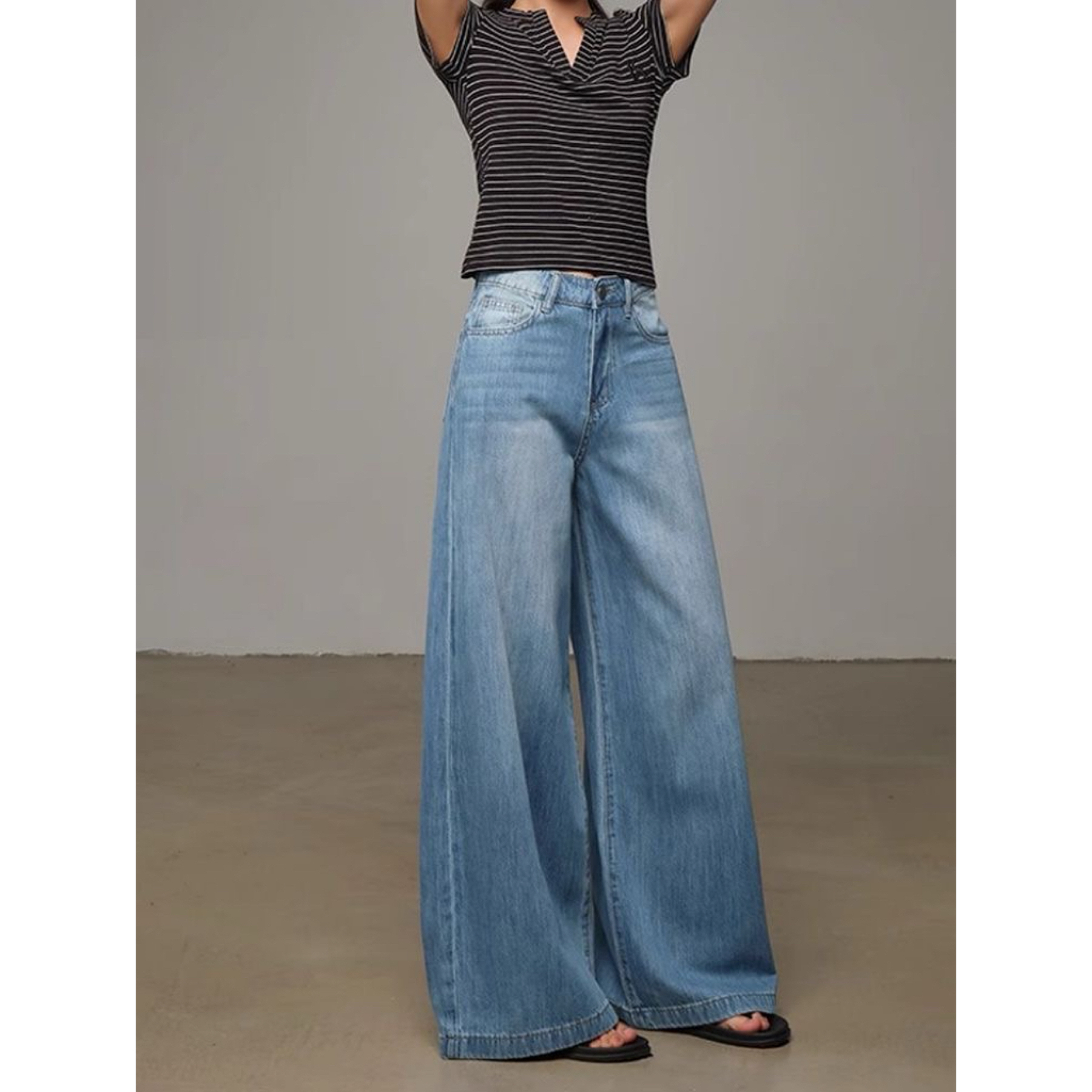 莱赛尔天生大阔腿美式牛仔裤