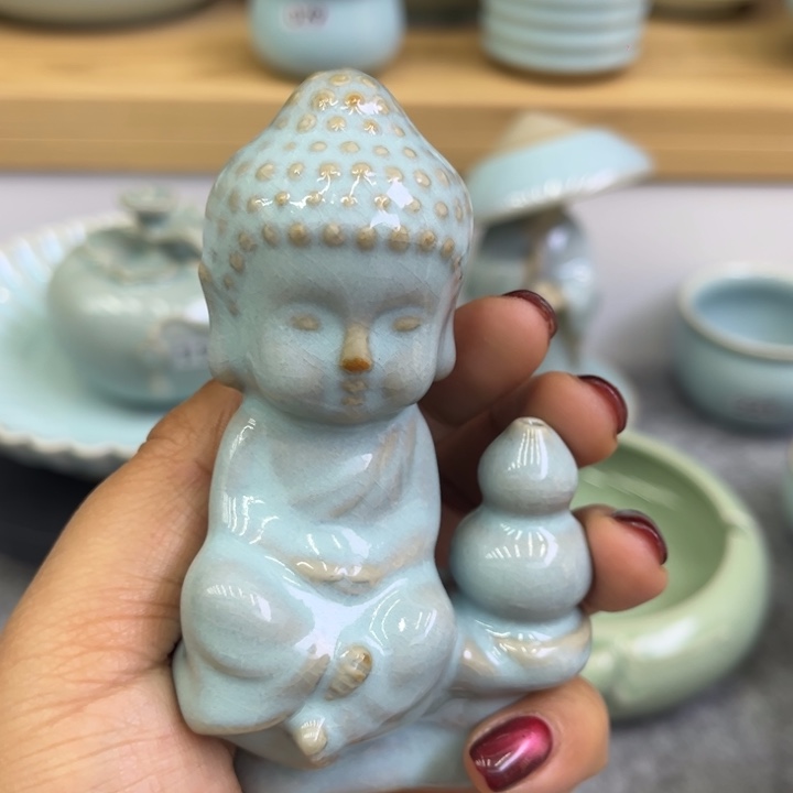 杯子瑕疵天青半手工