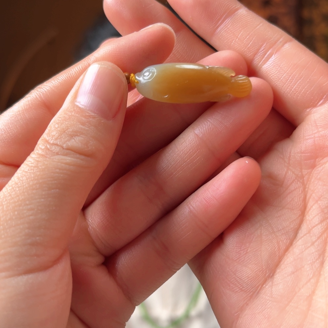 吊坠(不含链)未镶嵌和田玉新疆且末糖白鱼255
