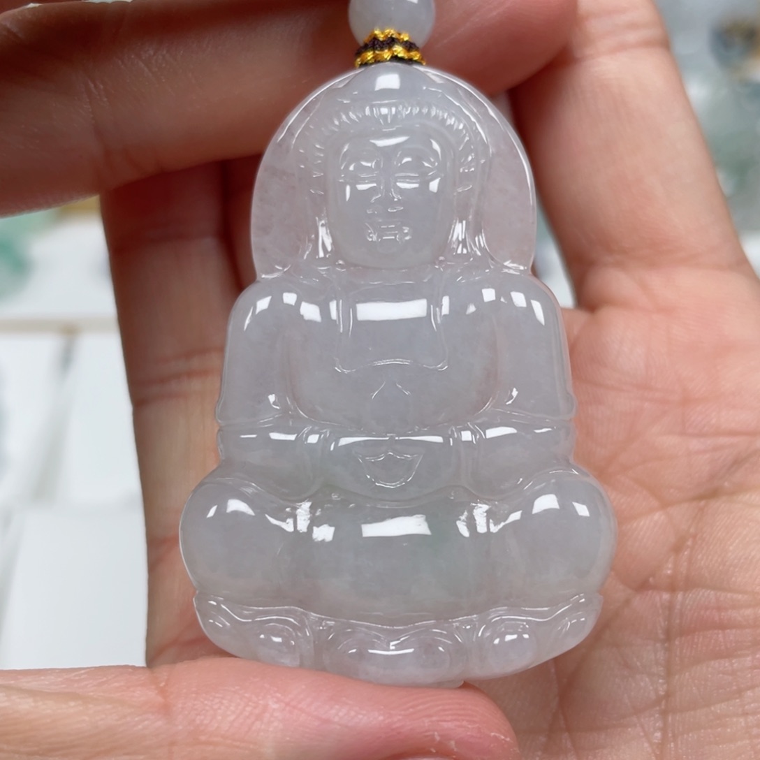 翡翠颈饰未镶嵌天然翡翠A货观音25号