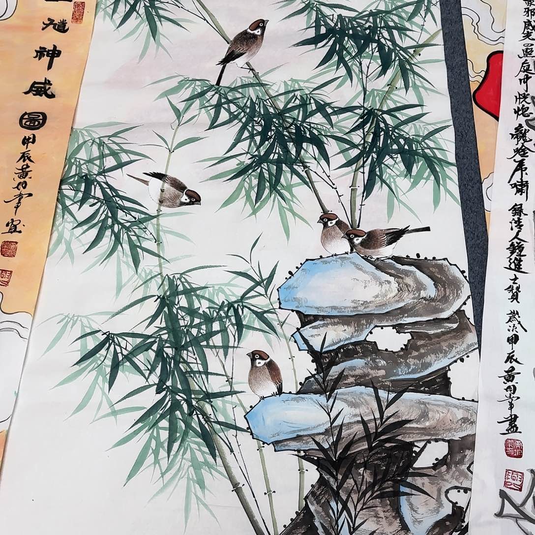 国画农*乐尺寸70X138手绘作品