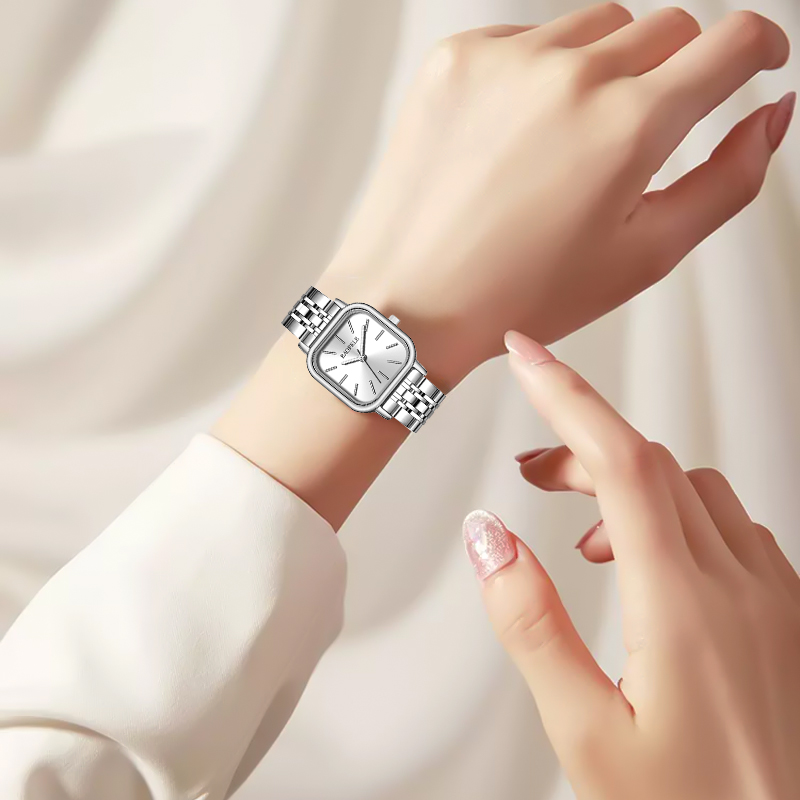 知性优雅自信绽放太阳纹时尚女性方形表盘女士腕表W-C-J