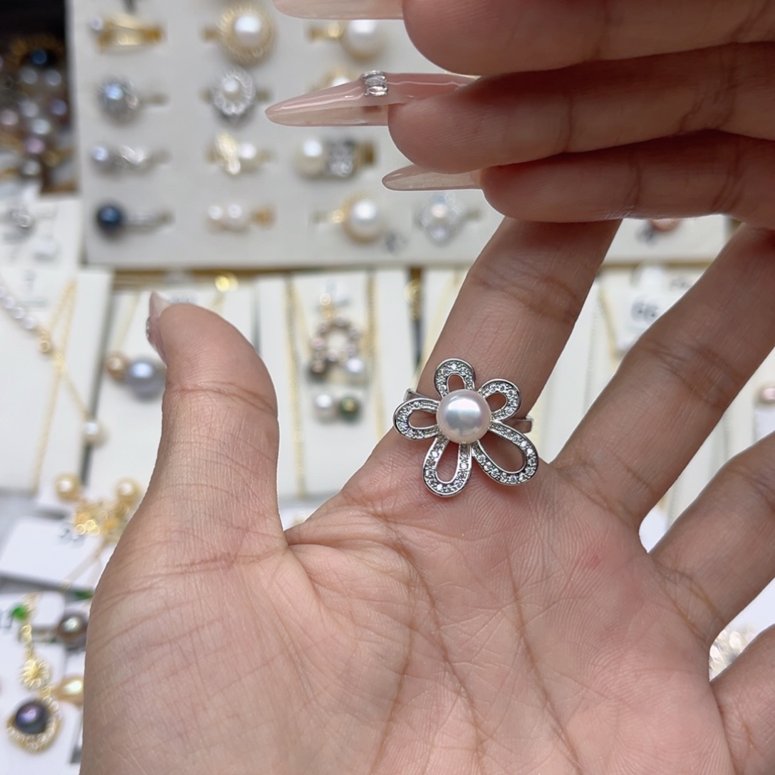 嗯***、合金淡水珍珠戒指