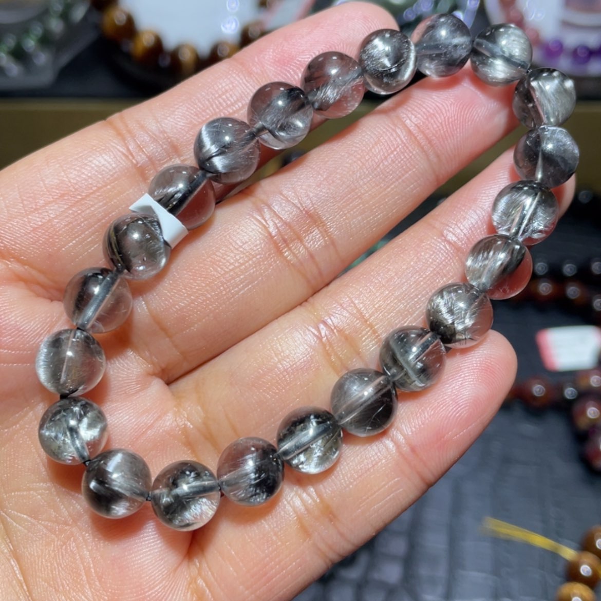【闪购商品】水晶手串未镶嵌黑银钛手串
