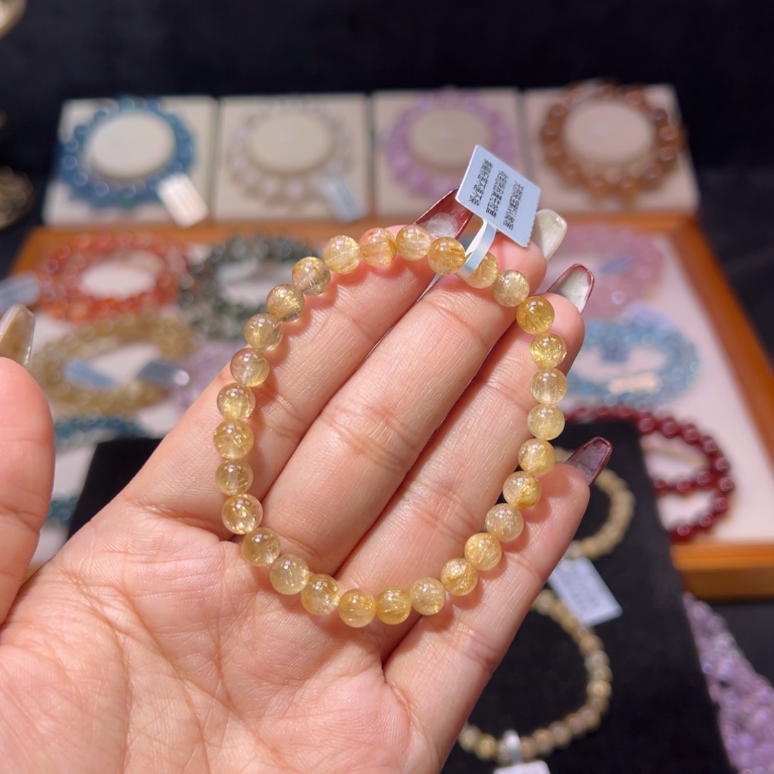 水晶手串未镶嵌金发晶6.3m m