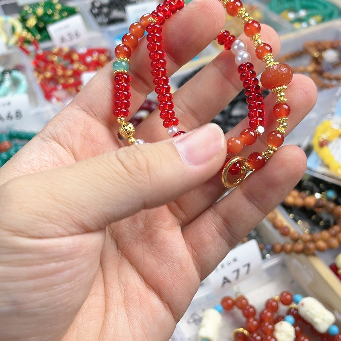 玉髓手饰银S925镀金镶嵌