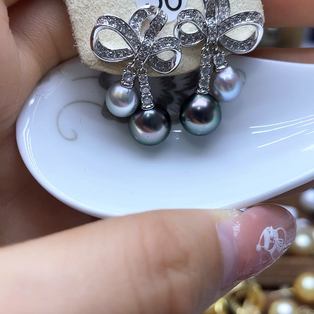 海水珍珠耳饰银S925镶嵌