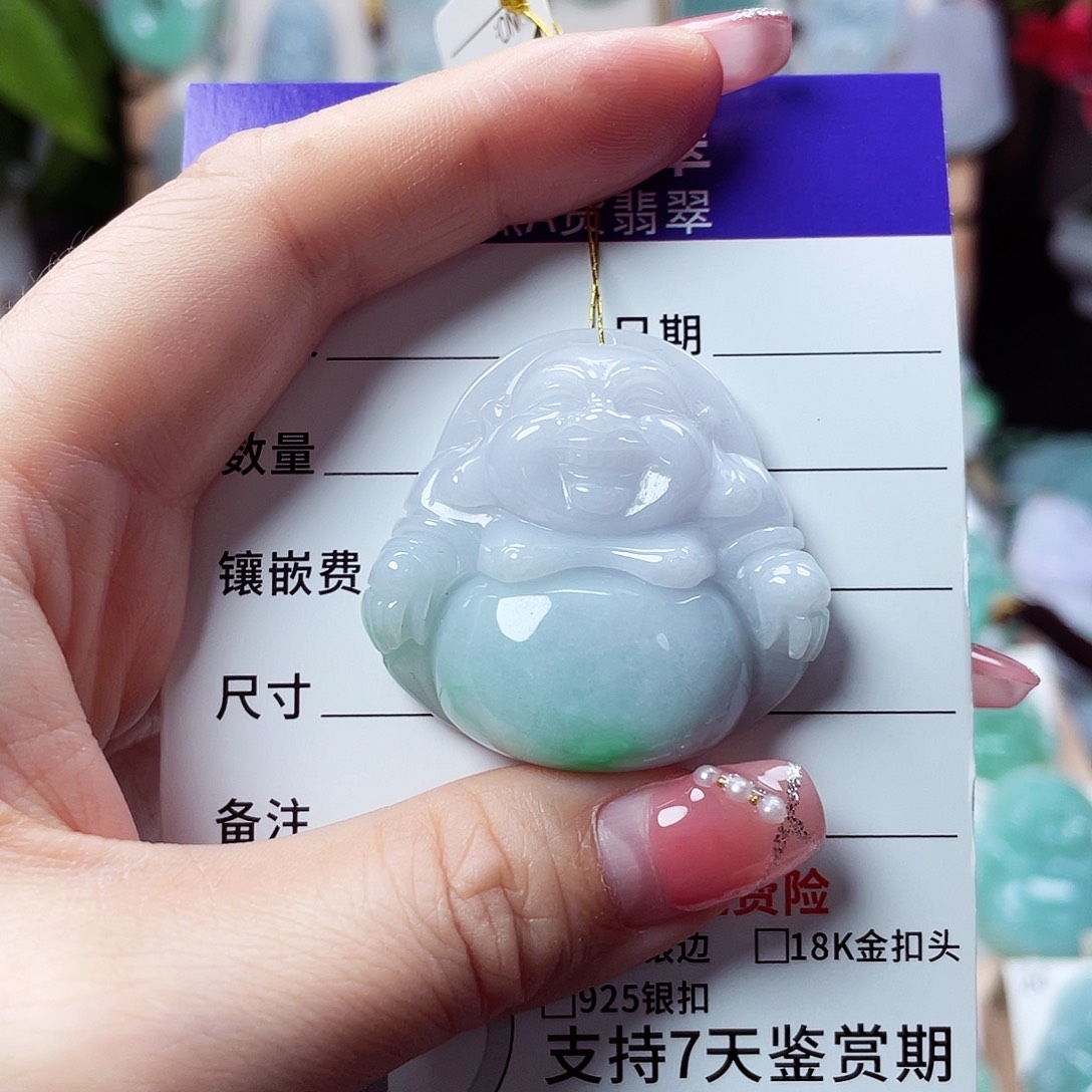 翡翠未镶嵌颈饰佛公22