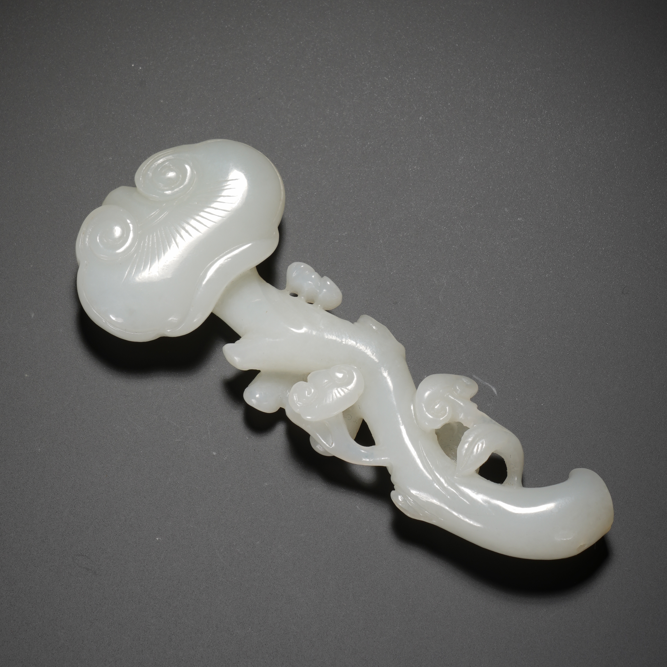 y272清代 和田白玉灵芝如意【华豫之门甄选】