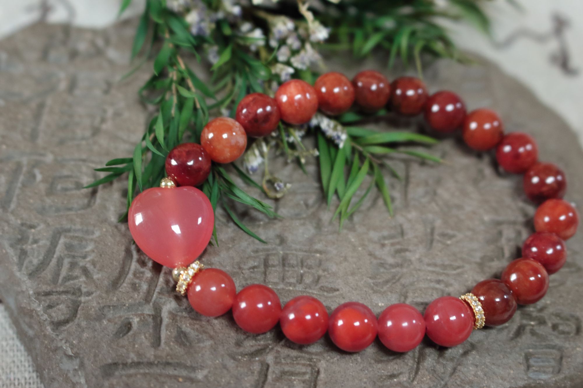 非金属布艺手链 原创设计红色爱心手串