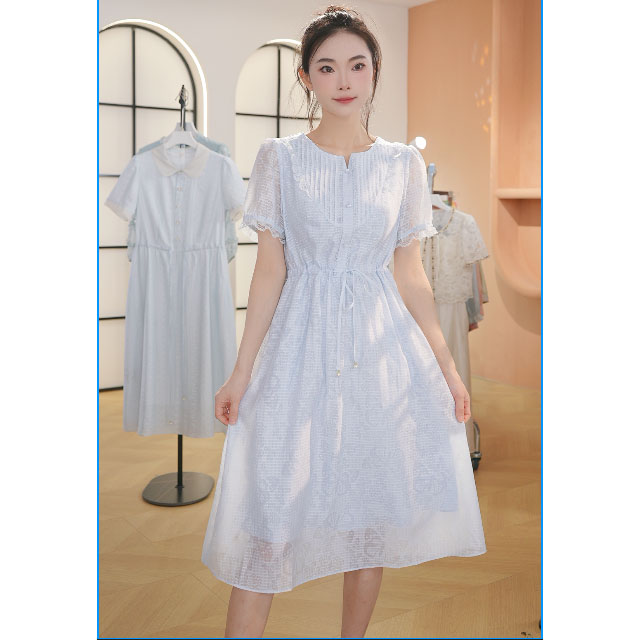L611气质新款夏季2025新中式温柔风长裙高腰显瘦今年流行连衣裙