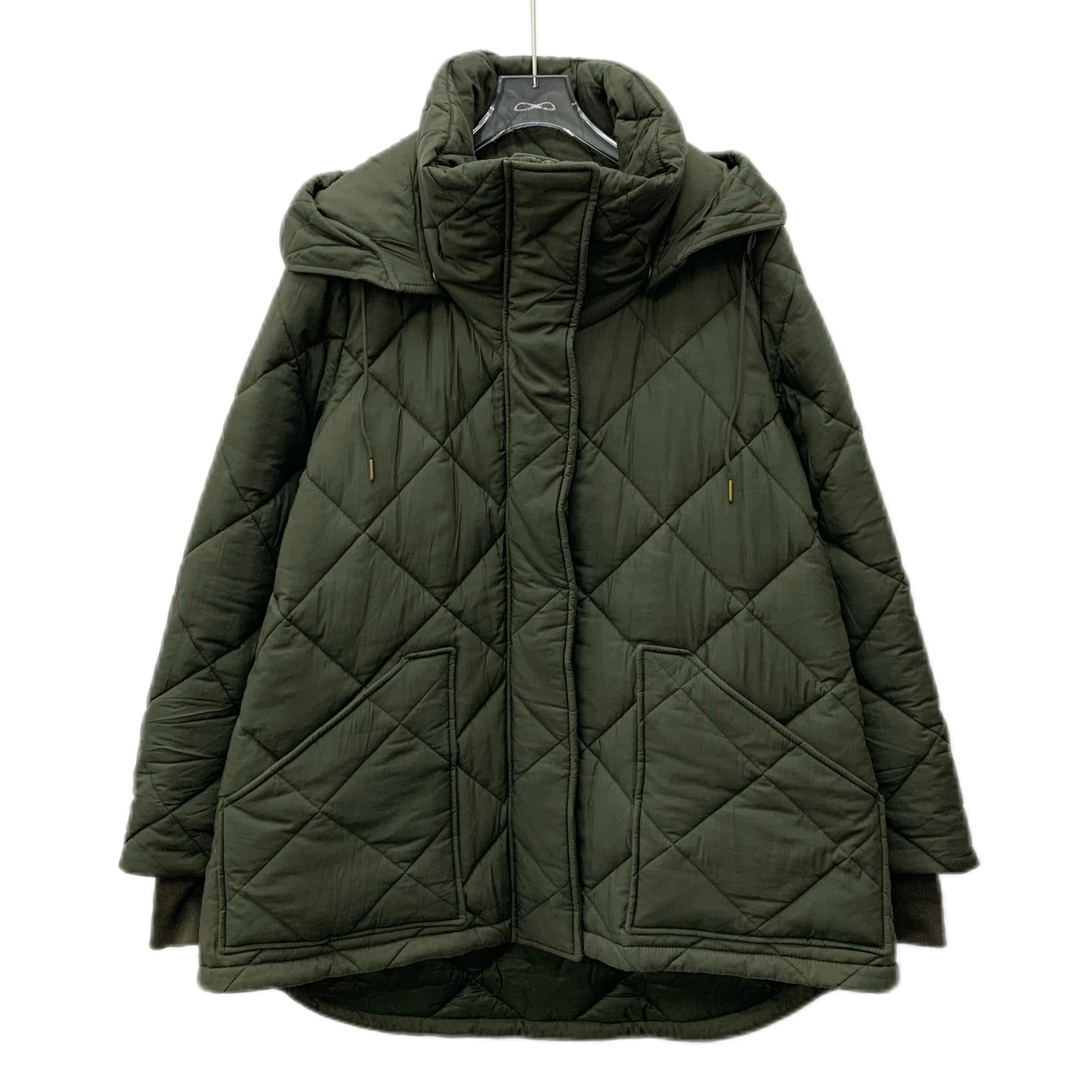 95新 BURBERRY/博柏利 CM0101 军绿色菱形格纹棉服 S码
