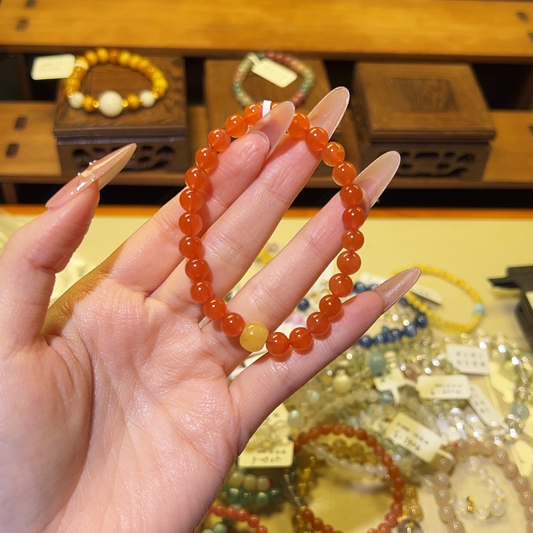 水晶手链银S925镶嵌?****茶南红90