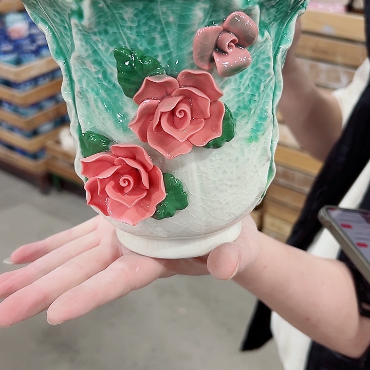 有孔.凑满10元发货多肉陶瓷花盆！