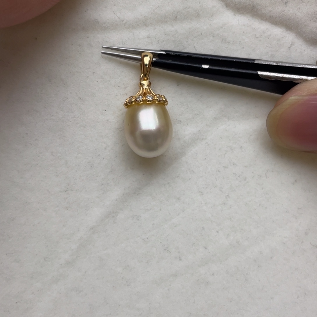 银S925镶嵌海水珍珠吊坠(不含链)