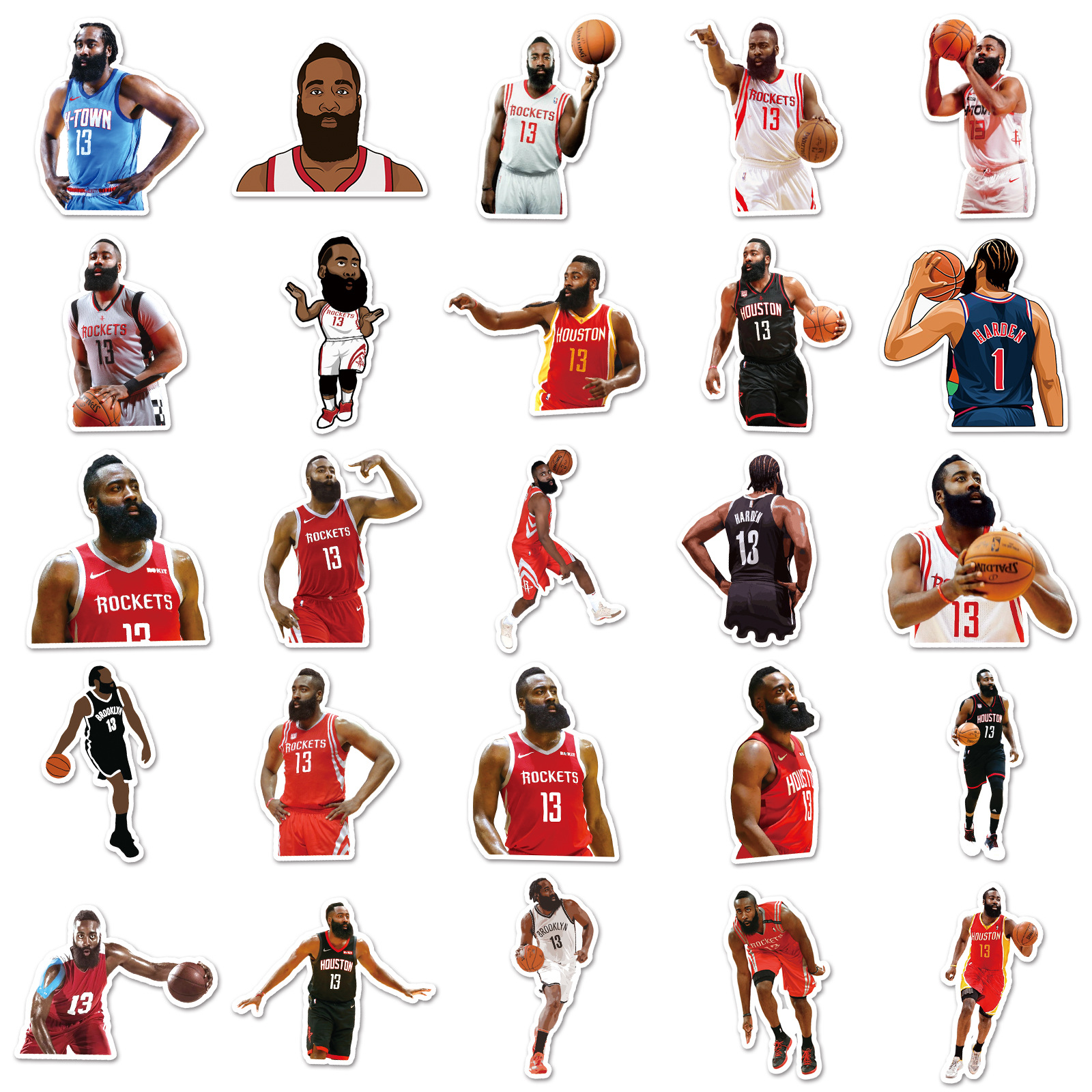 帖纸咕手账本张贴纸手帐本篮球哈登卡装饰防水明星周边50滴胶