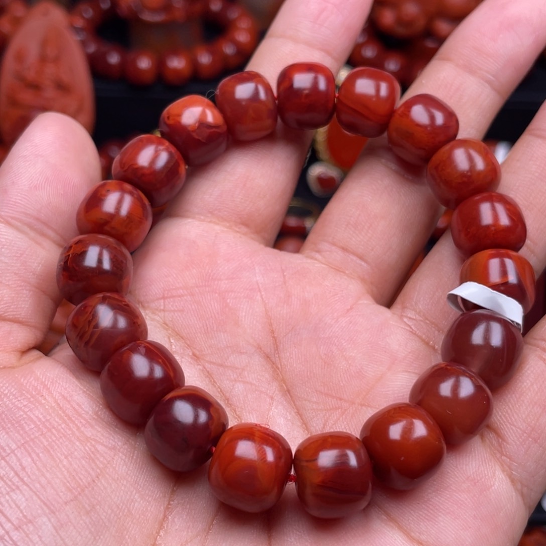 南红玛瑙珠宝奇石未镶嵌单圈12mm