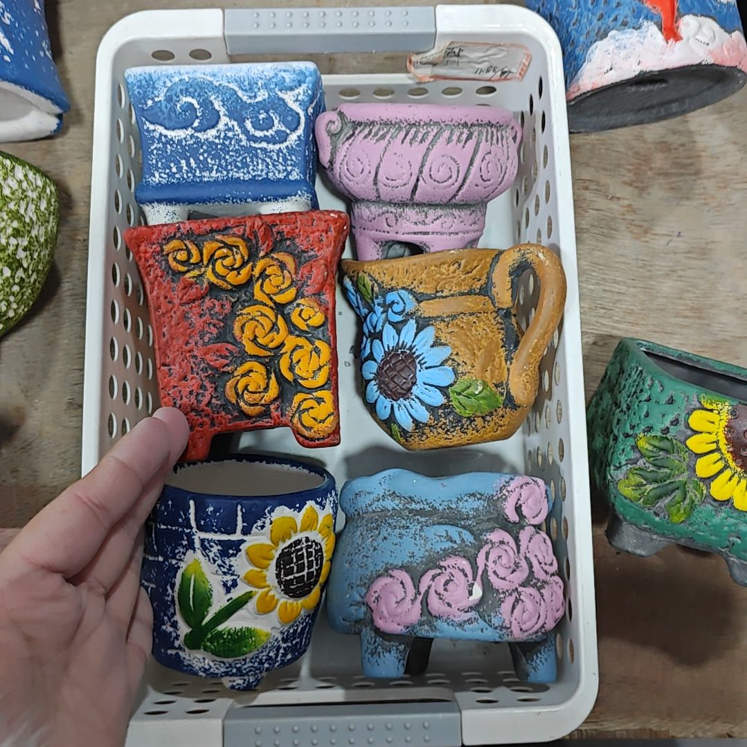 红陶吸水透气的白陶花盆凑满12发货