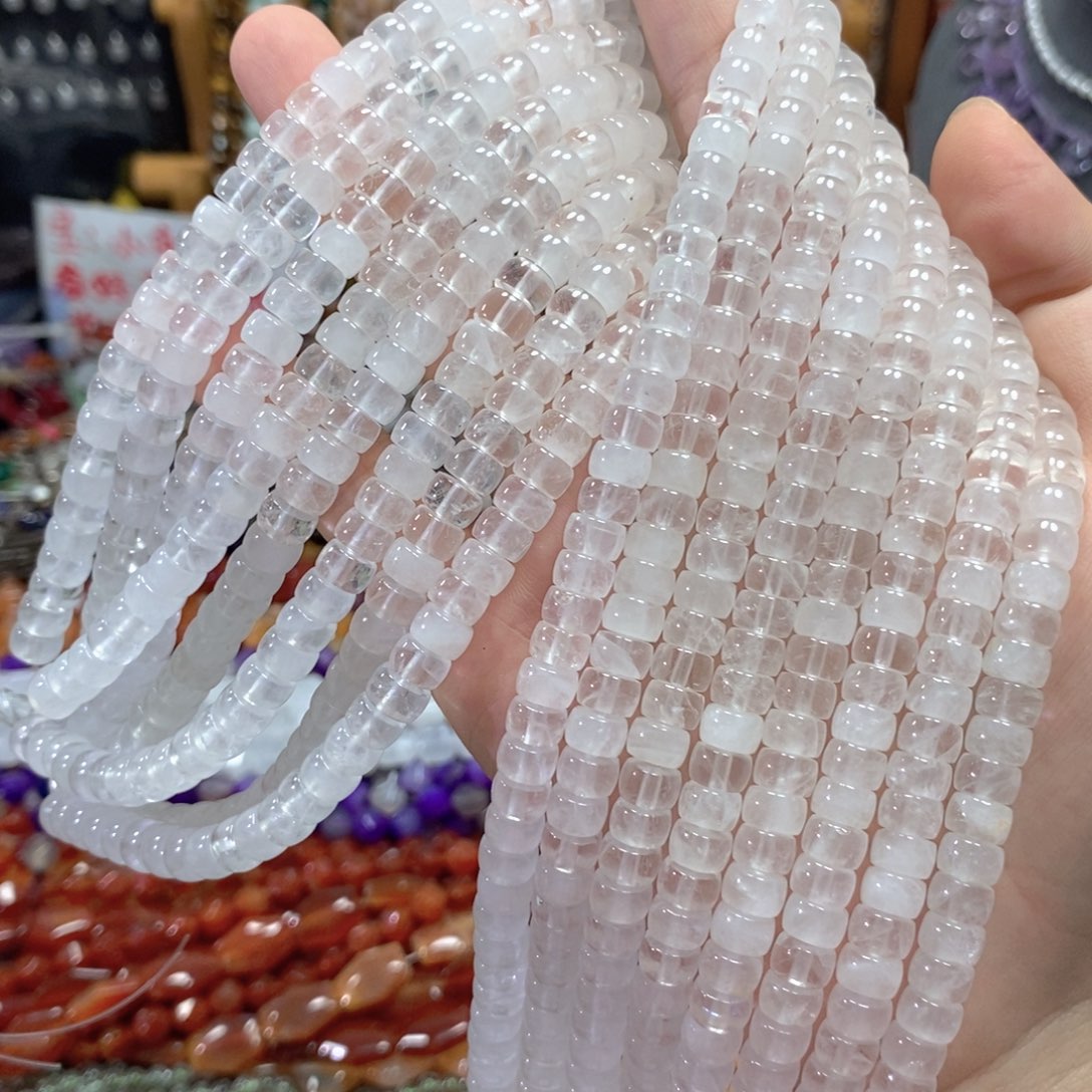 未镶嵌玛瑙/玉髓珠宝半成品天然白水晶直切一条卡7mm