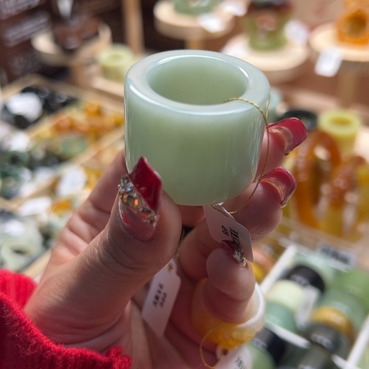 蛇纹石玉戒指未镶嵌内径22.6