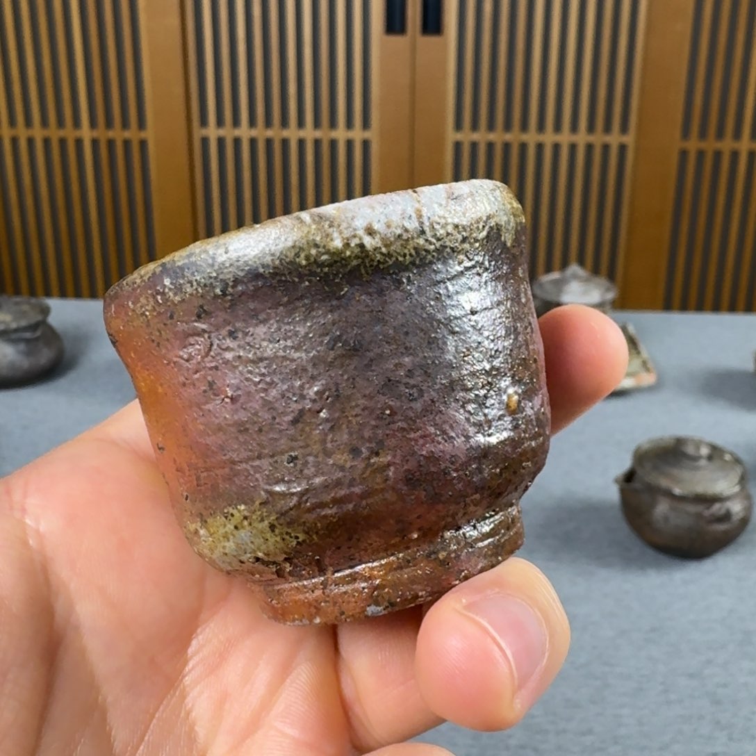 知行合一 备前烧 主人杯 底小飞皮