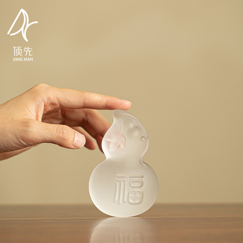 顶先 当代琉璃葫芦镇尺中国风镇纸压书器加重压条毛笔书法 A13379