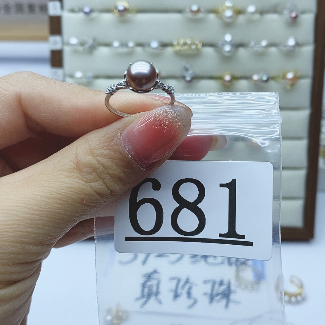 淡水珍珠戒指银S925镶嵌681