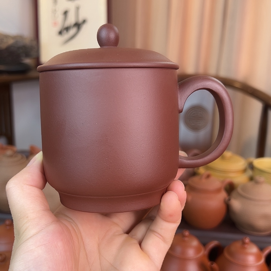 茶壶紫砂精品盖杯 紫泥 390cc