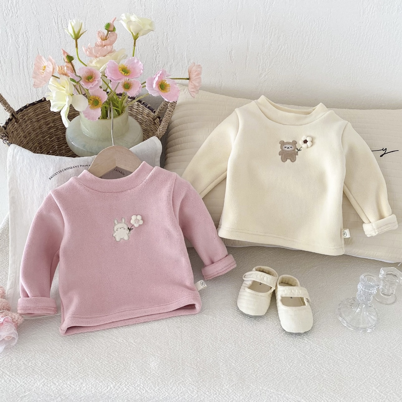 S8072#HZH-X6101外套品牌童装（米色+粉色）