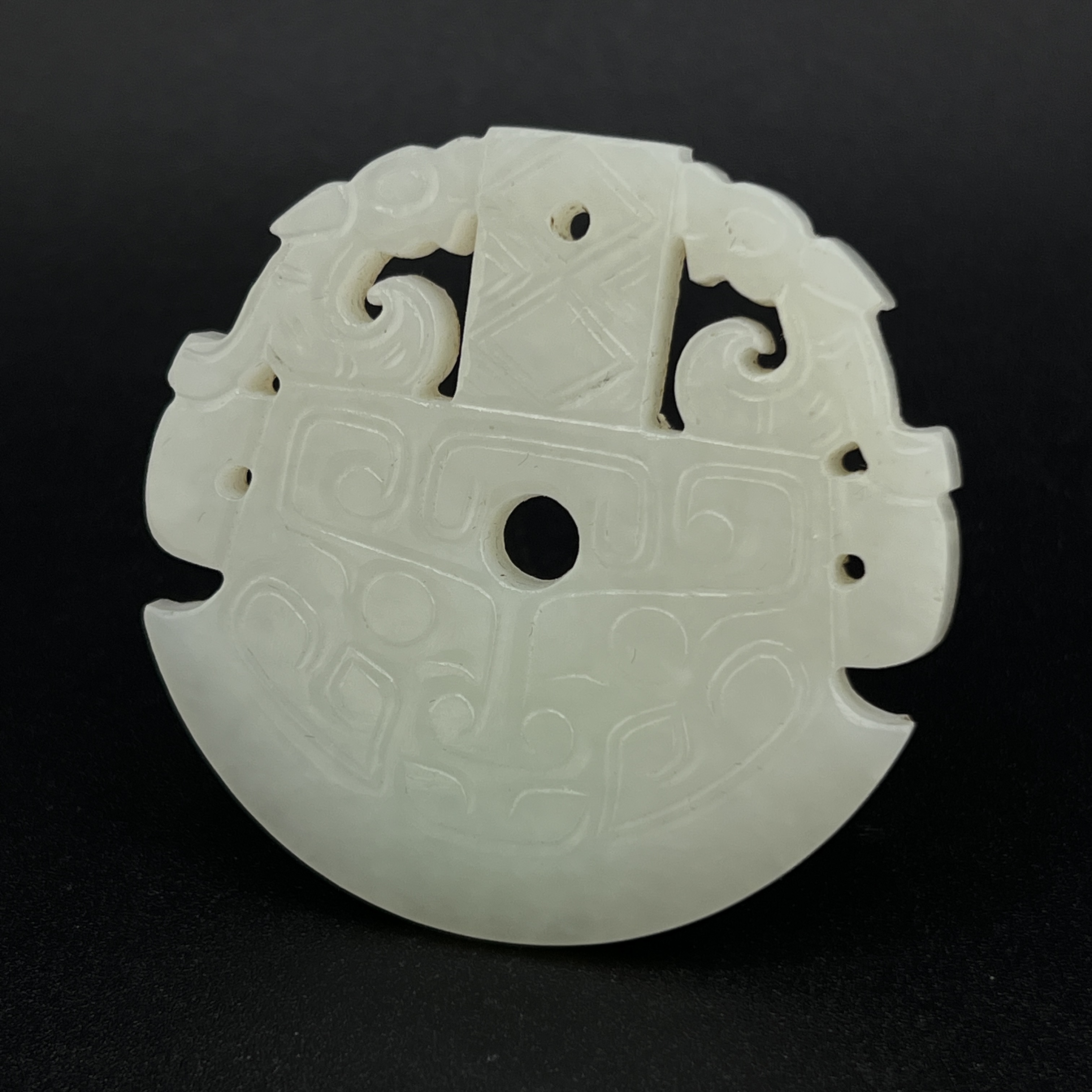 "民国和田玉模古纹府上有龙/ DL102995/ 古玩/收藏/德州文物"