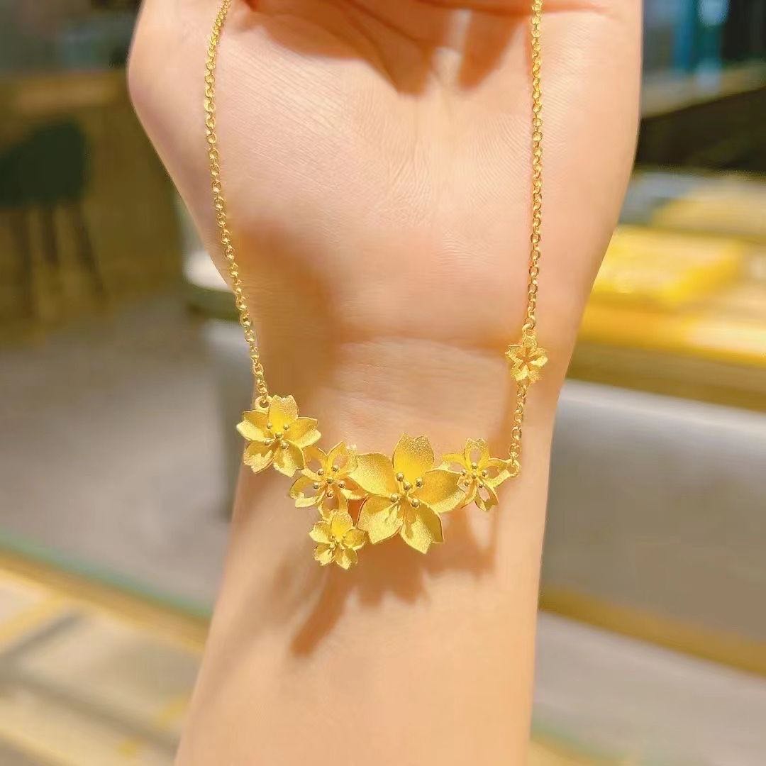 链子足银 银铸金套链坠链项链气质时尚百搭简约素款不掉色可调节