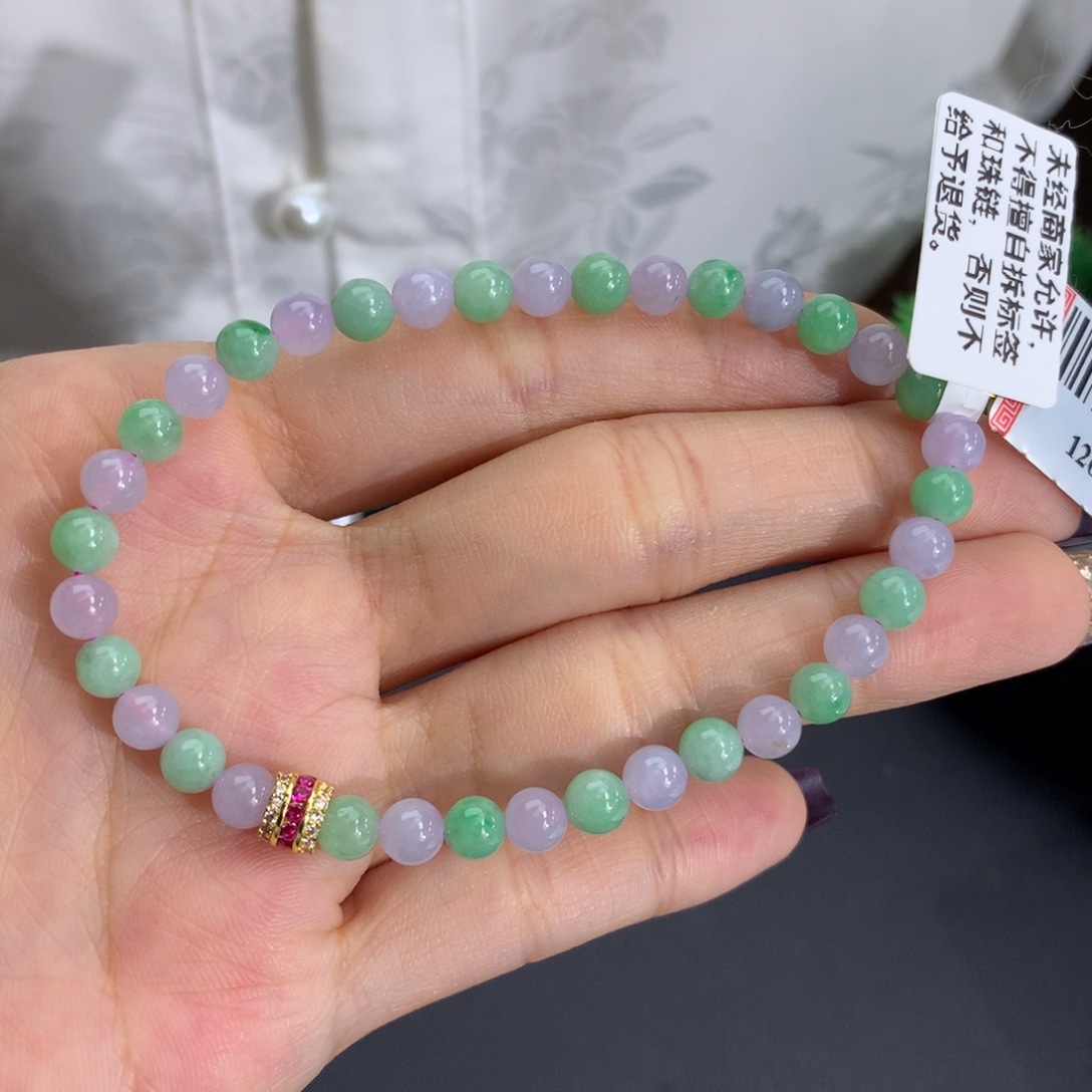 未镶嵌手链翡翠卡5细润紫绿手串