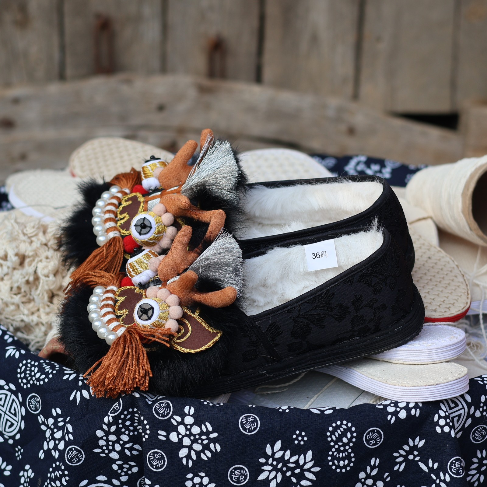 非遗手工布鞋，平底棉鞋龙头棉鞋鞋龙头棉靴女鞋，脚瘦建议拍小一码