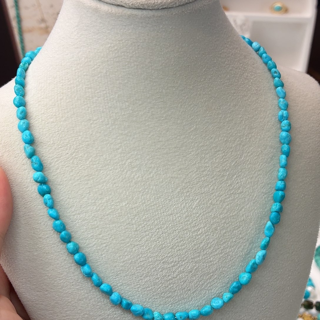 银S925镀金镶嵌绿松石颈饰