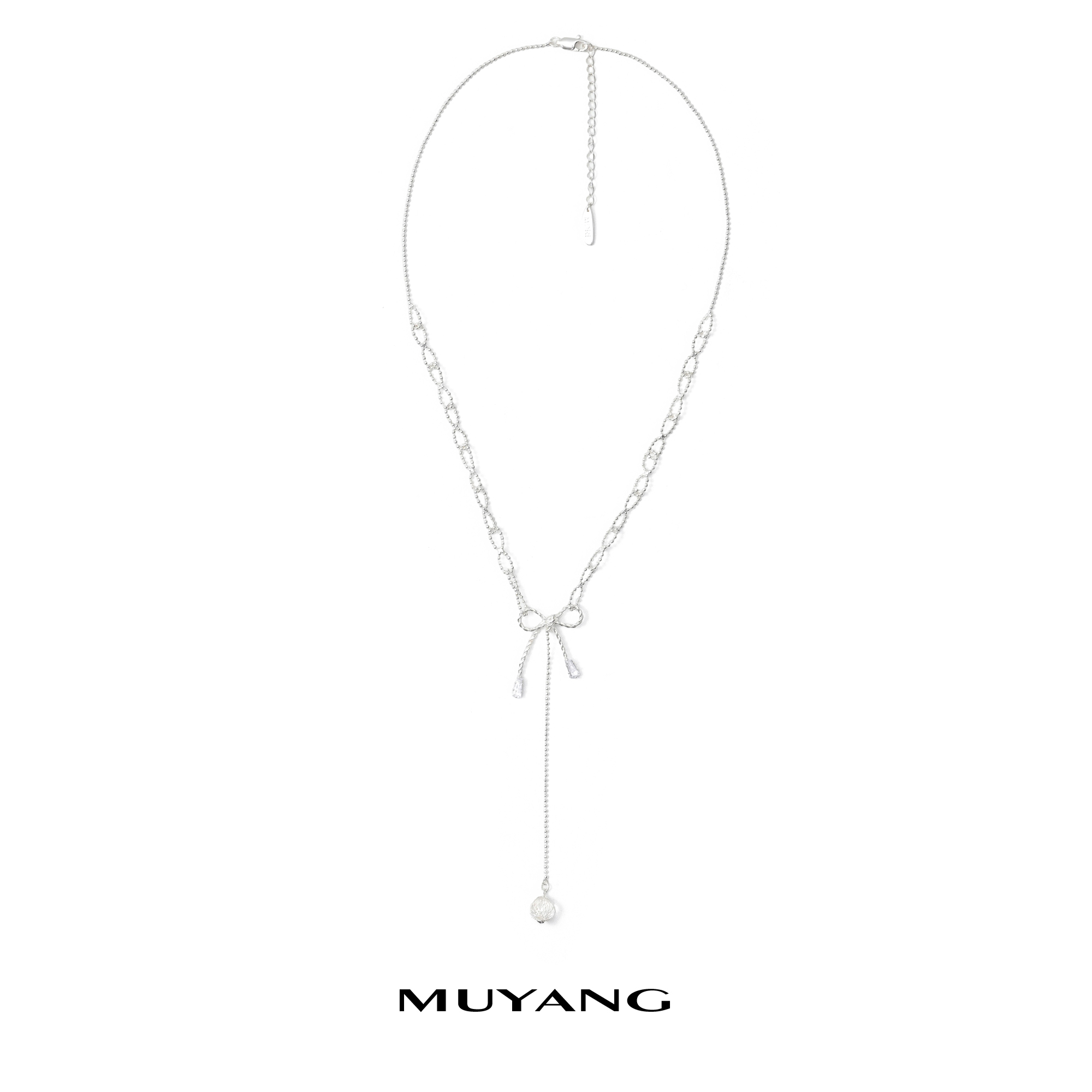 muyang/慕阳 铜合金琉璃项链 气质轻奢简约百搭银蝶项链时尚