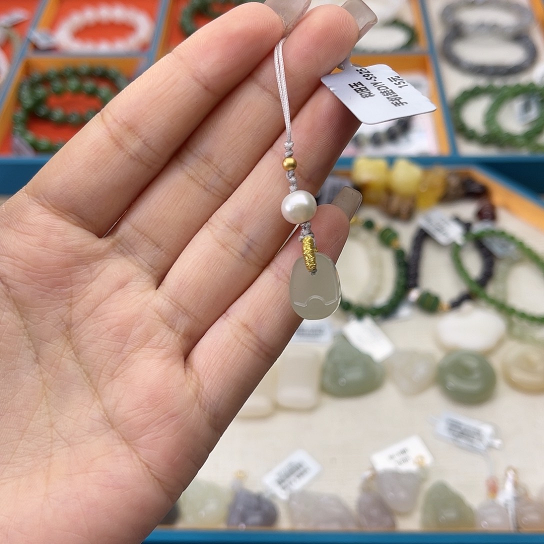 和田玉未镶嵌手串w2手机挂