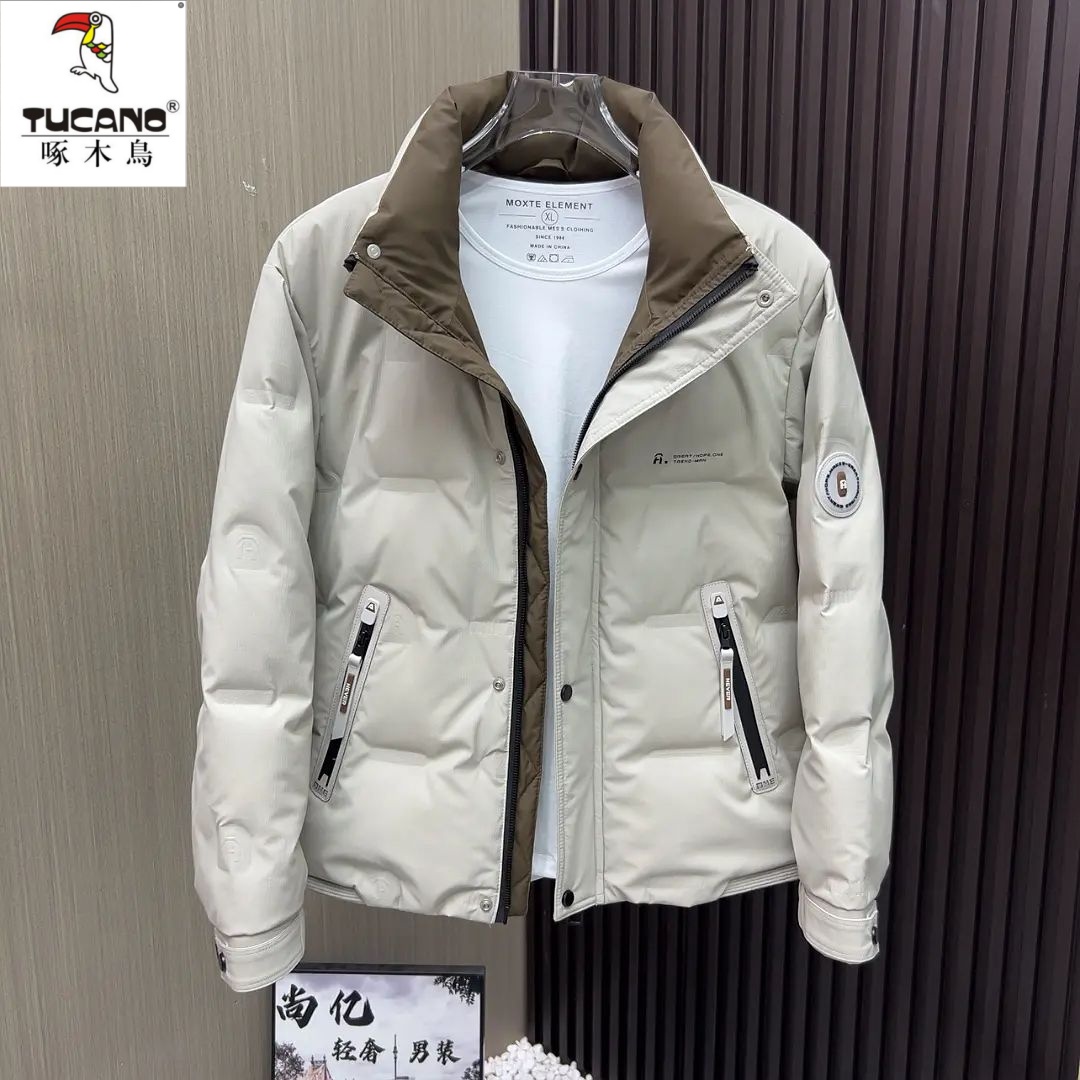 啄木鸟冬季新款时尚休闲棉衣气质立领保暖免洗男士棉服外套百搭潮