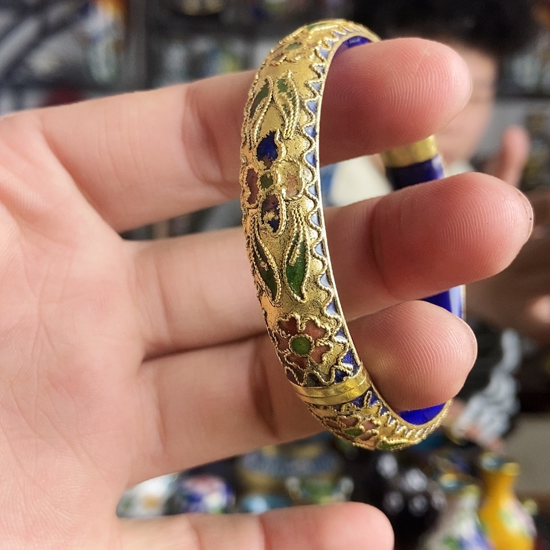 八***香铜景泰蓝创汇花丝手镯