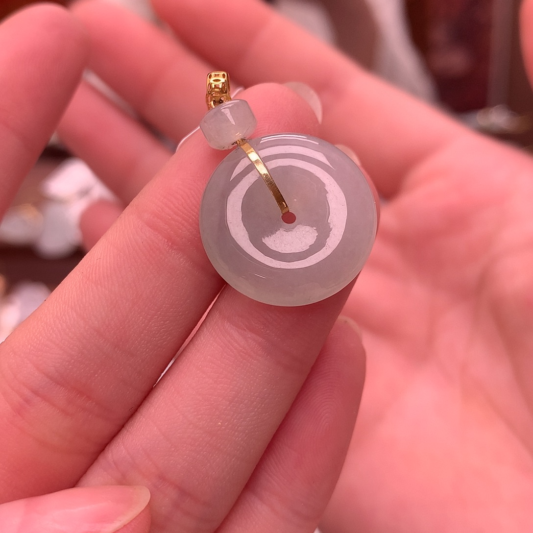 翡翠吊坠(不含链)18K金镶嵌
