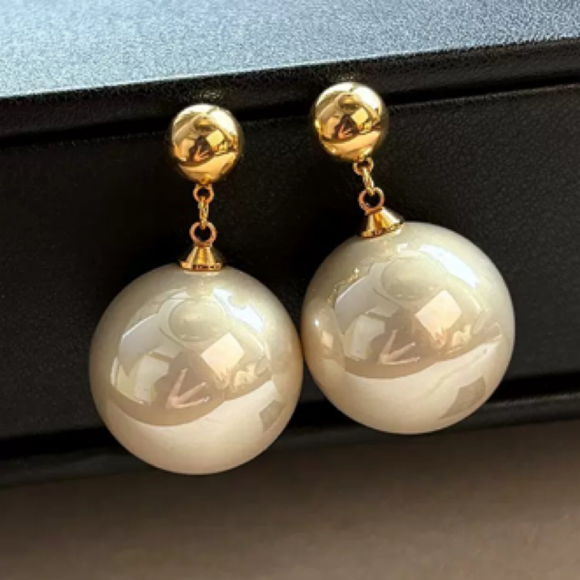 铜合金仿珍珠耳饰 【古米】1/52复古香槟金色时尚百搭轻奢耳环耳钉