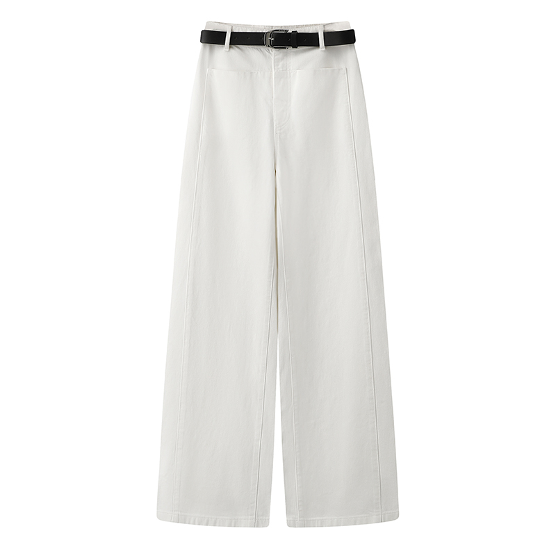 艾诺丝商场同款2025夏季新显瘦腰带阔腿牛仔裤直筒长裤女3243