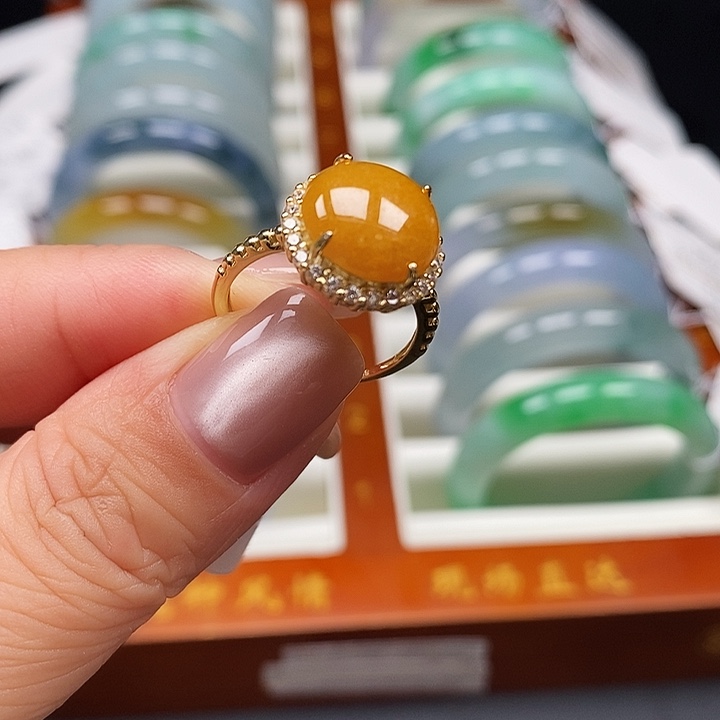 翡翠银S925镶嵌戒指慕石珠宝