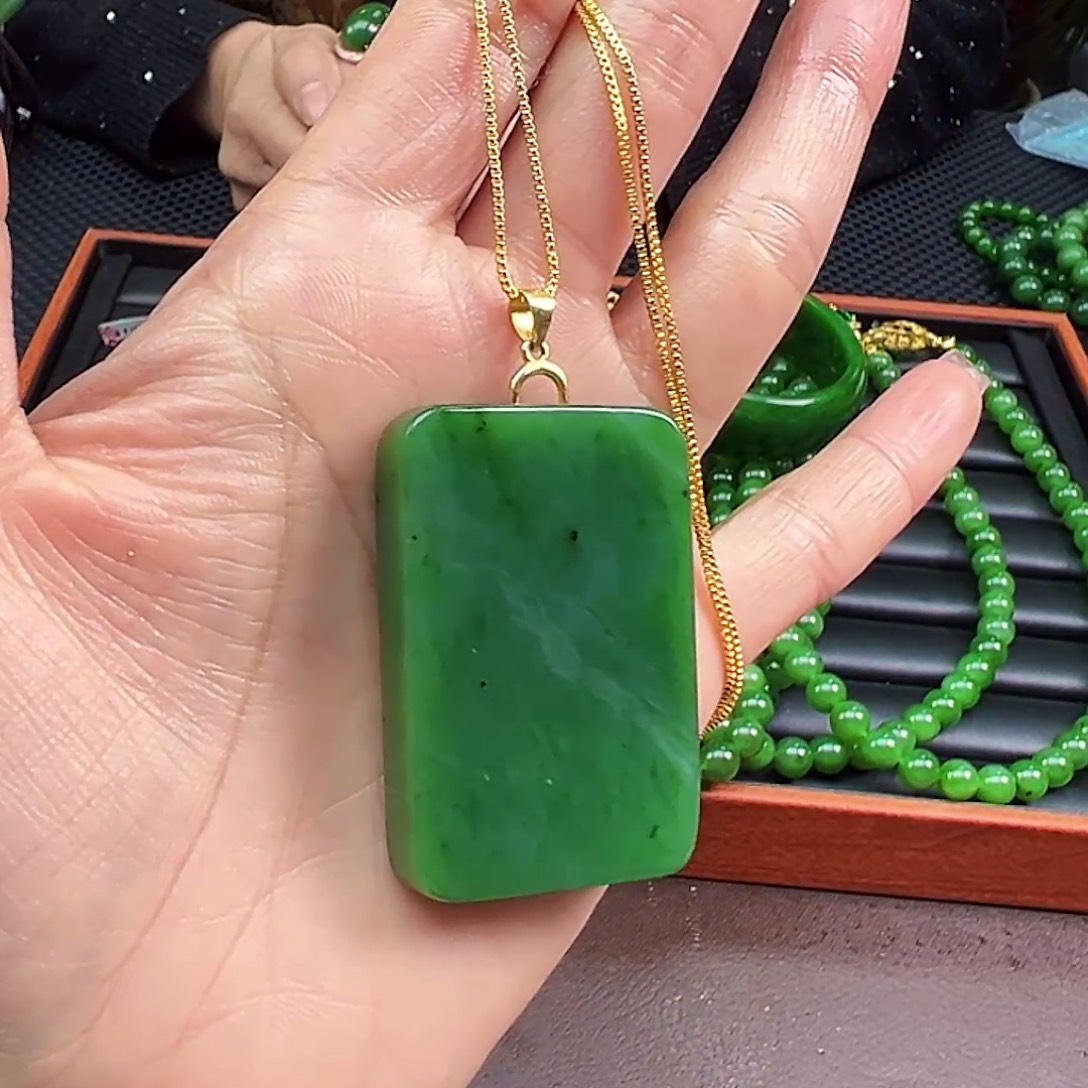 和田玉（碧玉）银S925镶嵌颈饰