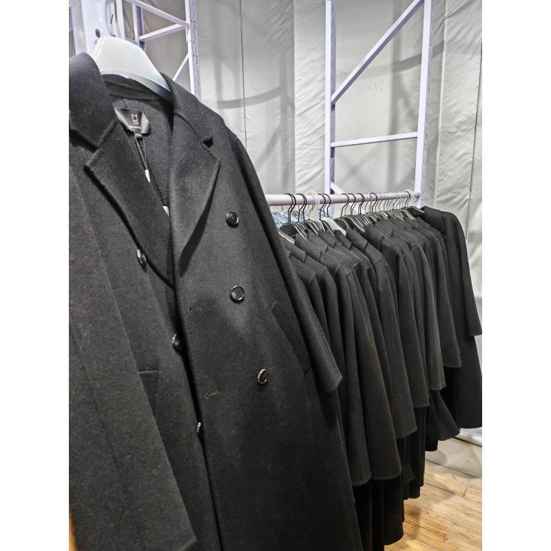 经典长款黑色羊毛外套 801