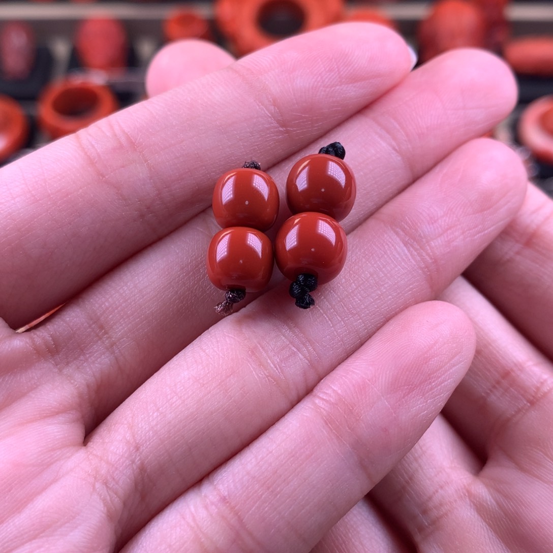 *****南红玛瑙未镶嵌老型对珠8+