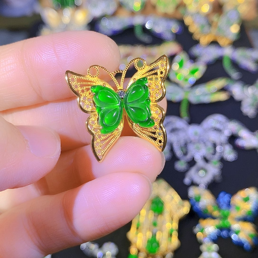 吊坠(不含链)银S925镶嵌翡翠