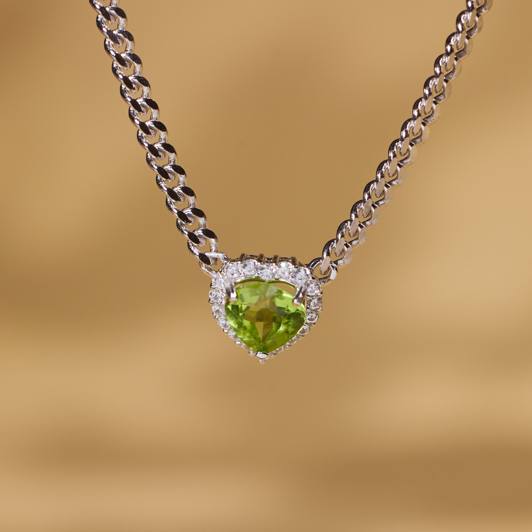 【歪歪】爱心*橄榄石项链*S925镶嵌N4932